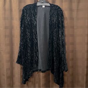 Neiman Marcus Cut Velvet Black Cardigan Size XL